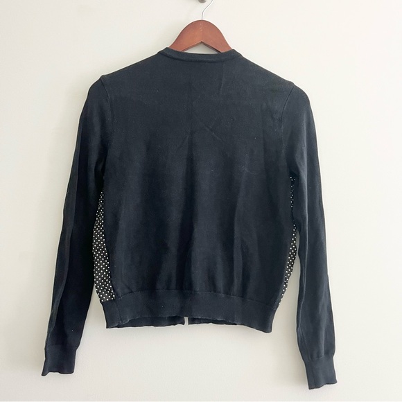 Lauren Ralph Lauren Silk Black & White Polka Dot Cardigan Sweater Petite Small - Picture 6 of 8